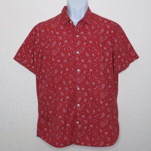 Express* Men's Short Sleeve Button Down Curved Hem Outdoor BBQ Shirt~ Size Large